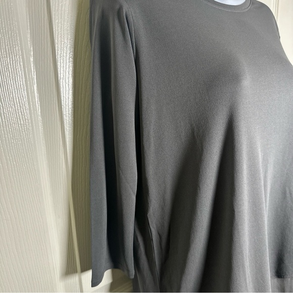 Eileen Fisher XXS 100% Silk Crepe Tunic Asymmetrical Blouse Top Long Sleeve Fall - Picture 8 of 13